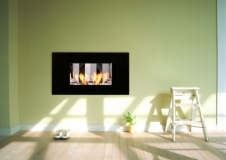 Flat-Fire Wandkamin mit Glasfront in schwarz (Biokamin)
